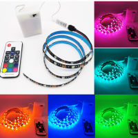 Battery Box Powered DC5V RGB 5050 Led Strip Light Black 17Key Remote Control Backlight Room Lights Decor DIY 1M-5M Waterproof