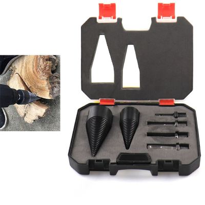 6 Pieces of Wood-Splitting Drill and Wood-Splitting Device Set Black 32/42Mm with Split Woodworking Tools