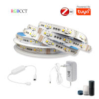 TUYA Zigbee RGB+CCT Led Strip 12V 1-5m Flexible Tape Light 90ledsm Mini RGBCW Controller Power KIT Echo Plus Voice Control HU*E