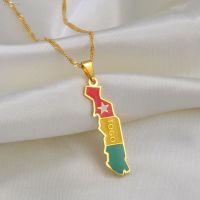 ❂ Anniyo Flag and Map of Togolaise Pendant Necklaces for Women Men Togo Maps Gold Color Jewelry Togolese Itmes 176321