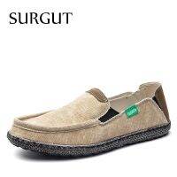 SURGUT Brand New Fashion All Season Men Driving Shoes Breathable Men Casual Flats Canvas Loafers Espadrilles Shoes Size 39~47