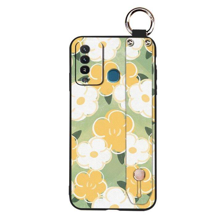 lanyard-cartoon-phone-case-for-itel-p37-pro-vision2-plus-new-arrival-back-cover-phone-holder-ring-anti-dust-sunflower