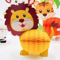 7 Pcs Set Jungle Animal Honeycomb Set 3d Honeycomb Center Decoration Children Birthday Party Decoration Supplies baby shower