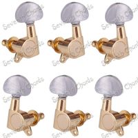 A Set Gold Sealed Guitar Tuning Pegs Tuners Machine Head for Acoustic Electric Guitar - Big Semicircle White Pearl Handle