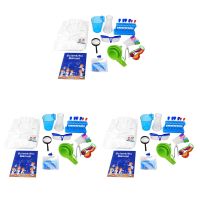 3X Kids Science Kit, Kids Science Experiment Kit with Lab Coat DIY Chemistry Set Scientist Costume Dress Up