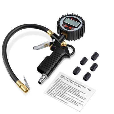 Proster 200 PSI Style Digital Tire Pressure Gauge LCD Tire Inflator Gauge Vehicle Monitor Tool with Rubber Hose Valve Cap