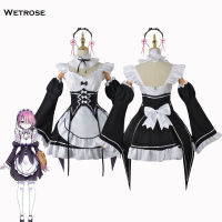 Wetrose Re:Zero Rem Ram ชุดคอสเพลย์ชุดผู้หญิงชุดชุดธรรมดาชุดแม่บ้านคอสเพลย์