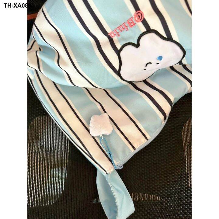 blue-stripe-tooth-bag-2023-ใหม่moriกระเป๋าmessengerกระเป๋าสะพายไหล่ความจุขนาดใหญ่สบายๆกระเป๋าโท้ทขนาดเล็กสด