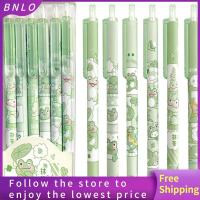 BNLO 6 Pcs สีเขียวอ่อน ปากกาเจลแมวดำ หมึกพิมพ์หมึก พลาสติกสำหรับตกแต่ง ปากกาเจลรูปสัตว์การ์ตูน น่ารักน่ารักๆ ปากกาโมเดลแมว ออฟฟิศสำหรับทำงาน