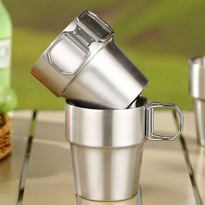 oak-เหล็กไร้สนิม-ถ้วยพับกลางแจ้ง-ด้ามจับพับได้-เครื่องดื่มทำมือ-แก้วกาแฟถ้วย-แก้วน้ำสำหรับดื่มน้ำ-ถ้วยตั้งแคมป์-การปีนเขา