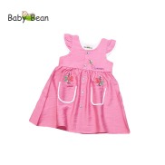 Váy Đầm Đũi 2 Túi Thêu Hoa Tay Cánh Tiên Bé Gái BabyBean