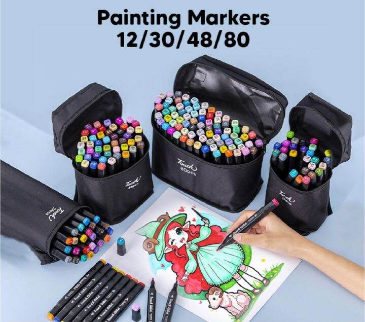 Painting Markers 12/30/48/80 Sketching Markers Manga Dual Head Touch ...