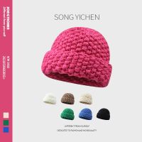 【YD】 2022 Big Hat Thick Knitted Pattern Womens Hats and Thickening Warm Cold Caps