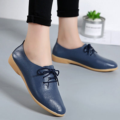 Women flats genuine leather shoes female fashion casual comfortable women shoes solid lace-up summer shoes woman ladies shoes
