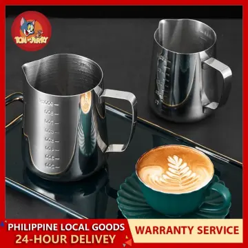  Coffee Latte Cup, Coffee Accessory 304 Stainless Steel Latte  Art Pitcher, for Restaurant Home Cafe Hotel(350ML black-304): Home & Kitchen