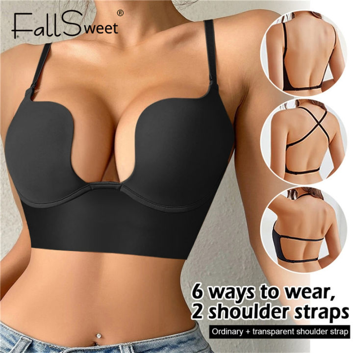 Low Back Bras For Women Wire-free U-shaped Backless Bra With