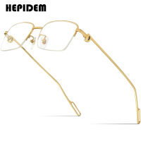 HEPIDEM กรอบแว่นอัลลอยด์ไทเทเนียมผู้ชายสี่เหลี่ยมสายตาสั้นกรอบแว่นตาครึ่งขอบออปติคอลชายแว่นตาเกาหลี50258