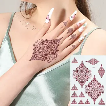 Apcute Tattoo Sticker Set of  2 Piece  Henna Hand stencil for Women  Girls and kids Easy to use in just 4 steps Indian Design Collection   Design No  APCUTEH87  Amazonin Beauty