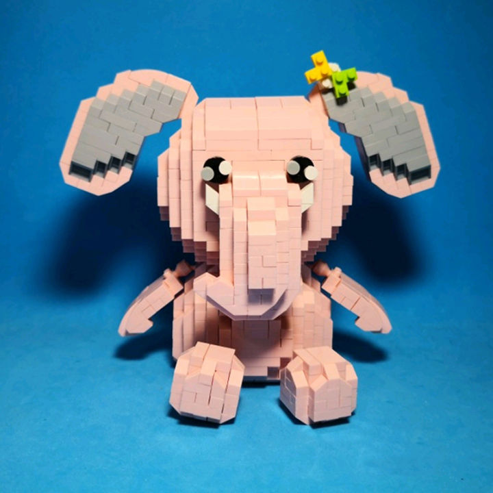 loz-9226สัตว์โลกสีชมพูช้างดอกไม้โบว์สัตว์เลี้ยงตุ๊กตา3d-รุ่น-diy-มินิเพชรอิฐบล็อกอาคารของเล่นสำหรับเด็กไม่มีกล่อง