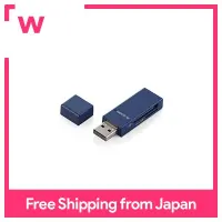 Elecom card reader/stick type/USB2.0 compatible/SD+microSD compatible/blue