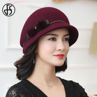 FS 100 Australia Wool Fedora Hat Women Black Felt Autumn Winter  New Church Cloche Hats Elegant Banquet Mink Fur Fedoras