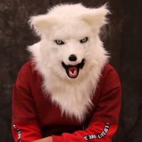 【Ready Stock?】 Therian Mask Fox Novelties Halloween Rave Fluffy Animal Head Faux Fur Headdress Cosplay Costume Party Props Adult Woman Disguise