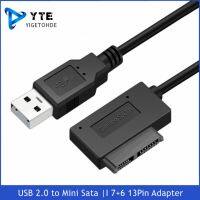 YIGETOHDE USB 2.0 to Mini SATA II 7 6 13 Pin Adapter Converter Cable For Laptop CD/DVD ROM Slimline Drive Converter HDD Caddy