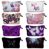 ✕♘ Lovely Butterfly Print Makeup Organizer High Quality Womens Cosmetic Bags Teavel Small Toiletry Bag School Portable Pencil Case