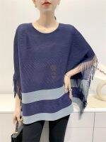 ❆◙❉ Aiden001 Average Size (45-70Kg) High Elasticity Non-Ironing Summer Tassel Frilled T-Shirt Loose Slimming Color Matching Top Women S-507