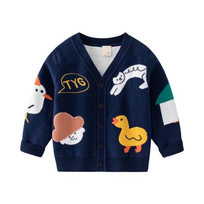 Jumping Meters 3-7T New Arrival Boys Girls Buttons Sweaters Long Sleeve Autumn Spring Outwear Childrens Duck Sweatshirts Kids