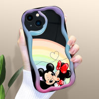 Cetus เคส Apple iPhone 15 Plus 15 Pro น่ารักลาย Mikey Minnie Mouse เคสเนื้อครีมขอบลอนเคสซิลิโคนแบบนิ่มเคสโทรศัพท์