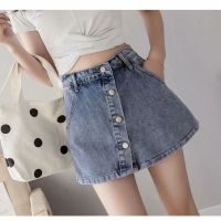 Jeans Skirt Shorts Womens Summer High Waist a-Line Short Buttoned Loose Slimmer Look Korean Student Small Person