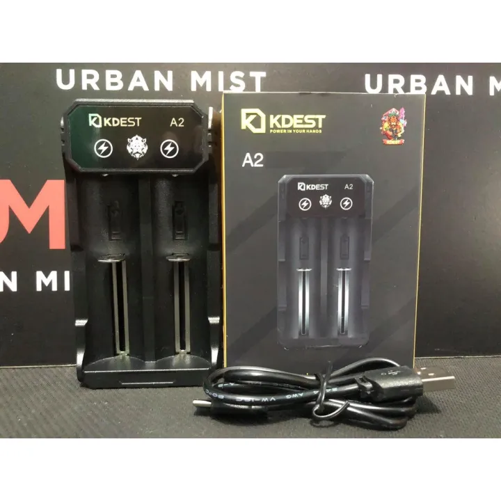 KDEST A2 2 Bay Battery Charger 2AMP TYPE C Fast Vape Battery Charger