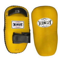 Windy Kick Curved pads KP-8 Yellow -Black Genuine Leather For training Muay Thai MMA K1 เป้าเตะ วินดี้ แบบทรงโค้ง สำหรับซ้อมมวยไทย ทำจากหนังแท้ สีเหลือง ขอบดำ