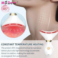 คอใบหน้า Massager3สีโฟตอน Led เครื่องทำความร้อนเพื่อการรักษาใบหน้าลำคอกำจัดริ้วรอยลดคู่ยกผิวคาง