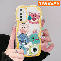 YIWESAN เคสสำหรับ Realme 5 5i 5S 5 Pro 6i Narzo Q 20A การ์ตูนน่ารักสตรอเบอร์รี่หมีและมอนสเตอร์น้อยขอบโค้งเคสใสเนื้อครีมใสเคสมือถือฝาครอบป้องกัน