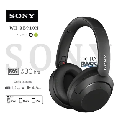 【รับประกัน 6เดือน】SONY WH-XB910N ไมโครโฟนในตัว คุยโทรศัพท์ได้ Headphone หูฟังแบบครอบหูโซนี่ Wireless Noise Cancelling Headphones for IOS/Android/Ipad/PC Sony Bluetooth Headphones หูฟังเบสหนักๆ