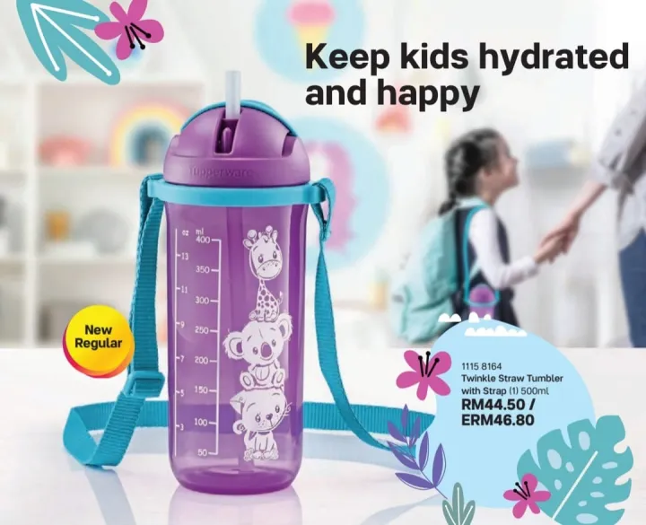 Tupperware Twinkle Straw Tumbler for Kids (400mL, 14oz)