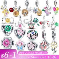 925 Sterling Silver  Spring Series Flower Butterfly Honeybee Fit Pandora Charms Silver 925 Original Bracelet for Jewelry Making