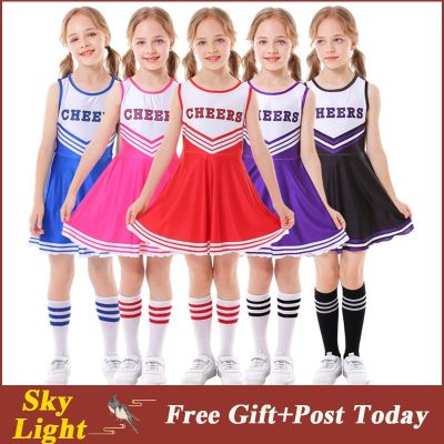 ✎ Cheers Kids Girls Cheerleader Costume School Child Cheer Outfit for Carnival Party Halloween Cosplay Dress Up Clothes