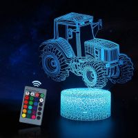 3D LED Night Light Tractor Car Table Lamp with 7 Color Changing Home Decoration Lamp Christmas Gifts for Baby Child Birthday Kid