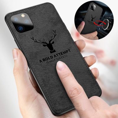 ✤¤◐ Magnetic Cloth Texture Deer Case For iPhone 12 11 Pro XS MAX XR X 6 7 8 Plus Built-in Magnet Soft TPU Back Cover For Huawei P40