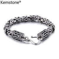 Kemstone เครื่องประดับสร้อยข้อมือเชื่อมโยงวินเทจชายสแตนเลส