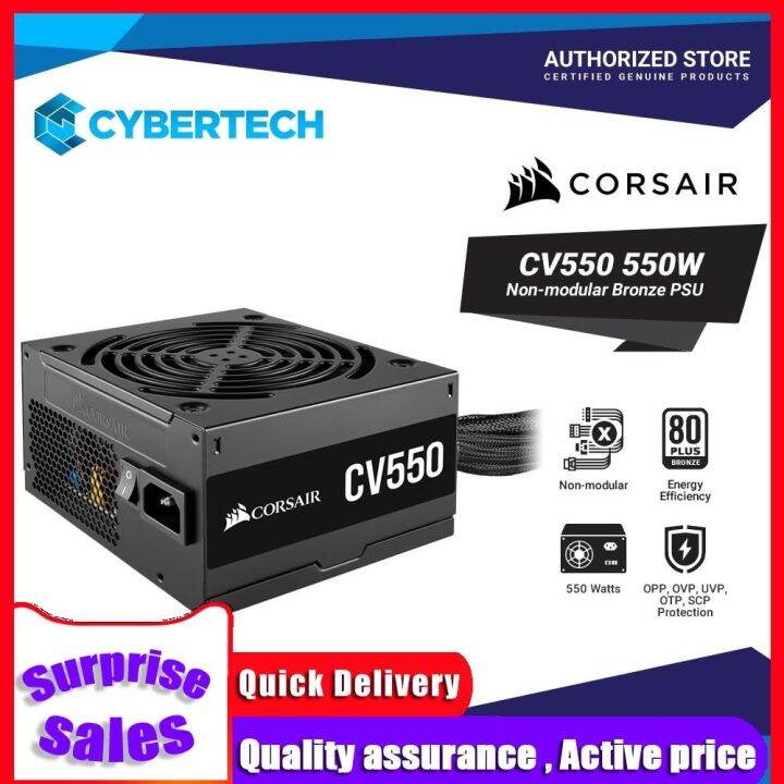 Corsair CV Series CV550 550 Watt 80 Plus Bronze Certified PSU Power ...