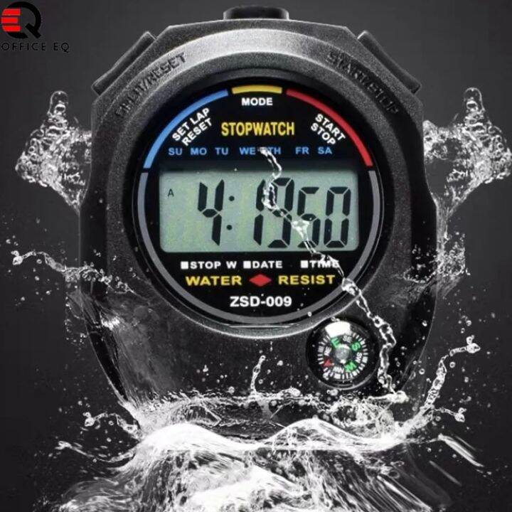 นาฬิกาจับเวลากันน้ำดิจิตอล LCD นาฬิกาจับเวลา นาฬิกา Stopwatch Stop