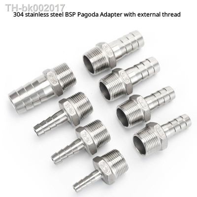 ☎❒❁ 6mm 8mm 10mm 12mm 1/2 1/4 3/8 1/8 304 Stainless Steel BSP Male Thread Pipe Fitting Barb Hose Pagoda Joint Coupling Connector