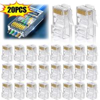 20ชิ้นตัวเชื่อมต่อ RJ45 CAT6เครือข่ายกิกะบิตสายเคเบิลอะแดปเตอร์ปลั๊กแบบโมดูลาร์8P ตัวแปลงสายสายอีเทอร์เน็ตชุบทอง8C สำหรับอุปกรณ์เสริมชนิดสายไฟฮาร์ดแวร์พีซี