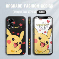 เคสโทรศัพท์สำหรับ OPPO A18 A38การ์ตูนน่ารัก Pikachu Pokémon เคสโทรศัพท์ดีไซน์ด้านข้างดีไซน์โปเกมอนขอบสี่เหลี่ยมรูปแบบของเหลวปลอกซิลิโคนคลุมทั้งหมดเคสป้องกันกล้อง