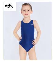 YINGFA ชุดว่ายน้ำแนวสปอร์ตฝึกชุดว่ายน้ำแข่งสำหรับเด็กชุดว่ายน้ำชุดวันพีชสีดำสำหรับวัยรุ่นเด็กผู้หญิง