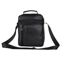 Business Travel Men Real Leather Cross Body Messenger Briefcase Single-shoulder